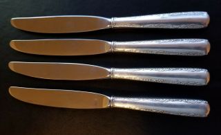 Set Of 4 Camellia By Gorham Sterling Silver Dinner Knife 8 7/8 " No Mono Flatware