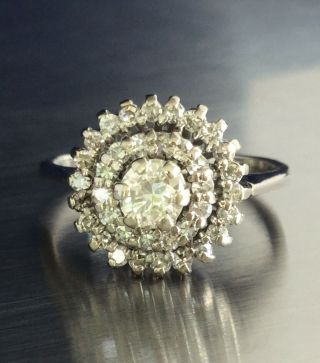 Vintage Diamond.  75 CTW Double Halo Ring 14k White Gold 2