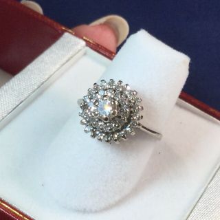 Vintage Diamond.  75 CTW Double Halo Ring 14k White Gold 3