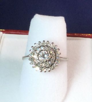 Vintage Diamond.  75 CTW Double Halo Ring 14k White Gold 4