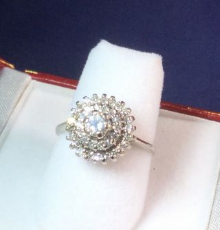 Vintage Diamond.  75 CTW Double Halo Ring 14k White Gold 5