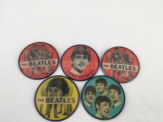 Beatles (1964) Vintage Vari - Vue Flicker Pin - Back Buttons Set Of 5 Beatles