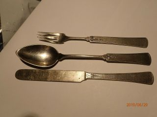 Civil War Era Coin Silver Spoon Fork Knife Set Engraved Maggie Christmas 1862