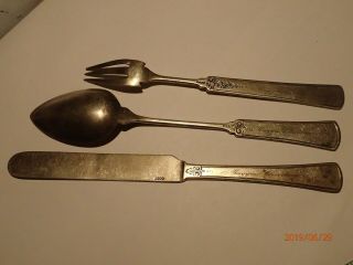 Civil War Era Coin Silver Spoon Fork Knife set engraved Maggie Christmas 1862 2