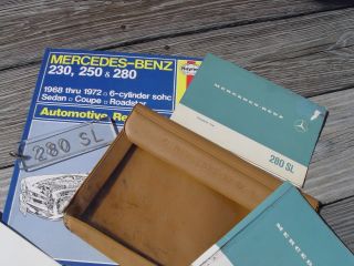 Vintage Mercedes W113 280SL owners manuals,  roadster top,  service,  repair,  pouch 2