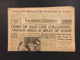 1944 November 22 Newspaper: La Examiner: Ww Ii War,  9th Army In Germany,  Otto