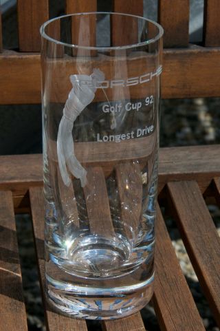 Vintage Automobile Glass Trophy Porsche Golf Cup 1992 Longest Drive