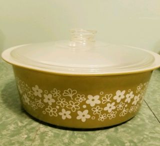 Vintage Pyrex Big Bertha 664 Spring Blossom Crazy Daisy 4 Qt Casserole W/ Lid