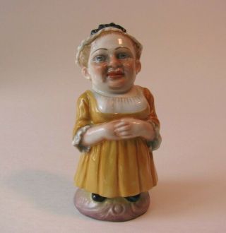 Vtg Ginori Dwarf Lady In Yellow Dress Porcelain Figurine Italy 4 "