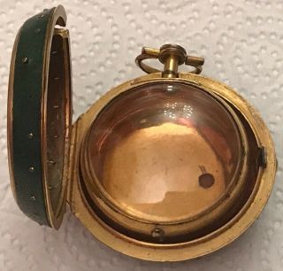 Extremely Rare 18th Century Spindle Pocket Watch Gilt Case With Gilt Piqué. 5