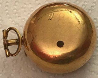 Extremely Rare 18th Century Spindle Pocket Watch Gilt Case With Gilt Piqué. 8