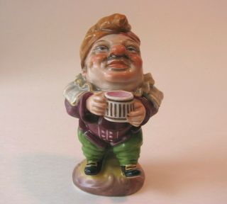 Vtg Ginori Jester Clown W/ Cup Dwarf Gentleman Porcelain Figurine Italy 4 "