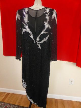 Vintage Lilly Rubin Sequined Dress Gown 18 " Chest 28 " Waist Sz 10