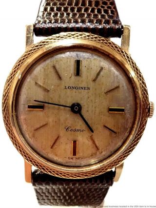 Running 14k Gold Vintage Longines Cosmo 428cal 17j Unisex Retro Deco Wrist Watch