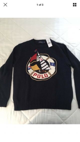 Nwt Polo Ralph Lauren Regatta Sailing Cp - 93 Vintage Life Saver Sweater Large