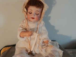 Very Rare Antique German Mechanical Doll By Kr 122 With Key 19 Inches Tall