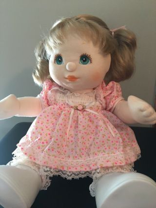 Vintage 1985 Mattel My Child Plush Doll Blonde Hair Blue Eyes