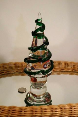 Vintage Murano Italy Glass Christmas Tree Millefiori Swirls 8 - 1/2 " T W Sticker