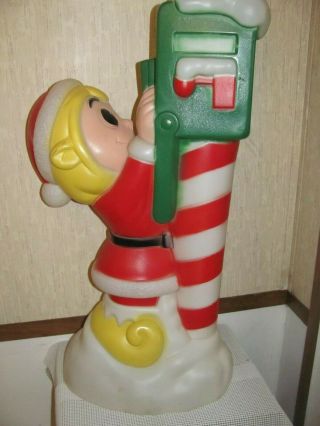 Vintage General Foam Christmas Yard Blow Mold Elf With Santa 