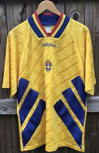 Rare Vintage 1994 World Cup Sweden Sff Football Soccer Jersey Adidas Large Shirt