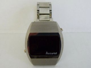 Vintage Accurist Red Led Digital Display Wrist Watch; Quartz; Steel Case 1970s