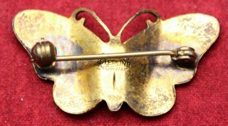 Ivar T Holth Sterling Silver Butterfly Brooch w/ Green Enamel - Norway - Vintage 2