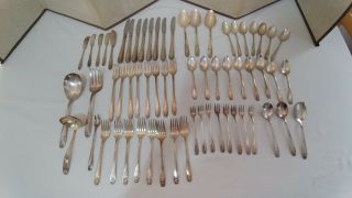 63 Pc Vintage 1847 Rogers Bros Silverplate Daffodil Service For 8 Silverware