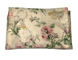 Vintage Ralph Lauren King Fitted Sheet Pink Roses Irises Floral Tea Stained Irre