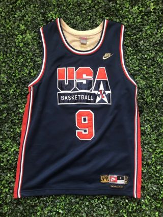 Vintage Authentic Michael Jordan Nike Usa Olympic Dream Team Blue Jersey 48 L