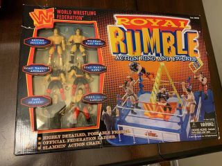 Vintage Jakks Pacific Wwf (wwe) Royal Rumble Mini Action Ring - Factory