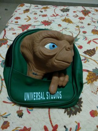 Vintage E.  T.  Universal Studios Backpack Bag Small 3d Face Very Rare