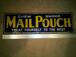 Vintage 1930’s Mail Pouch Smoke Chewing Tobacco Porcelain Sign 36” 2