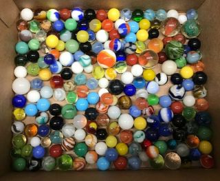 Vintage Antique Glass Marbles Unpicked Estate Find 2.  5lbs