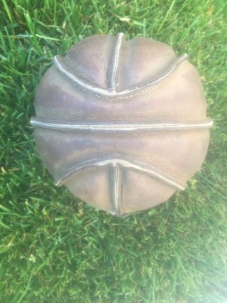 Old Antique Late 1920s Vintage Outseam All Leather Laced Basketball Rare 8 Panel