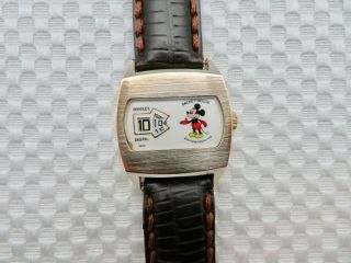 Vintage Swiss Made Digital Mechanical Mickey Mouse Windup Wristwatch By Bradley