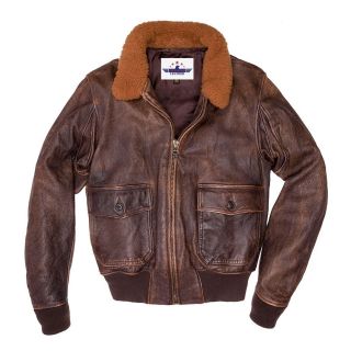 G - 1 Aviator Flight Jacket Distressed Brown Real Goatskin Leather Vintage