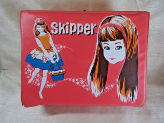 Vintage 1965 Skipper Vinyl Lunch Box,  Dark Pink (mattel Barbie & Friends)
