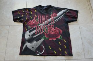 Vintage 1993 Guns N Roses All Over Shirt Tee Faded Size Xl
