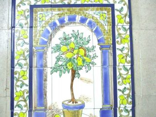 Ceramic Tile Art Mosaic Wall Mural Lemon Tree Floral Backsplah 18 " X 24 "
