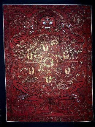 Rare Masterpiece Handpainted Tibetan Chinese Bavachakra Thangka Painting Buddha