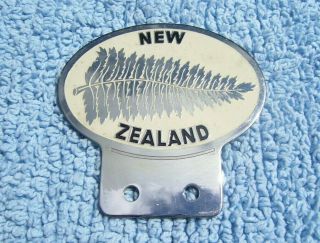Vintage 1960s Zealand Silver Fern Leaf Car Badge - Nz Kiwis Auto Bumper Emblem