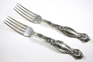Two Simpson,  Hall & Miller Co.  Sterling Silver 7 Inch Dinner Forks Frontenac