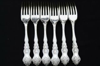 MOSELLE (1906 - 1956) SILVER PLATE SET OF (6) DINNER FORKS 7 1/2 INCH 2