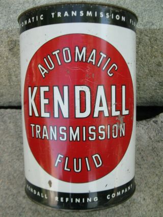 Vintage Kendall Automatic Transmission Fluid Gas Service Station Tin Can 5 Qt