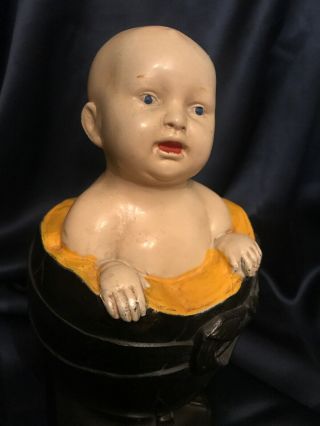 RARE Antique 1924 L.  V.  Aronson Chelsea Exchange Bank N.  Y.  C Cast Iron Baby Bank 10