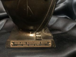 RARE Antique 1924 L.  V.  Aronson Chelsea Exchange Bank N.  Y.  C Cast Iron Baby Bank 3