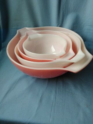 Vintage Pyrex Gooseberry Pink Cinderella Mixing Bowl 444 - 4 Quart,  2 1/2 Quart