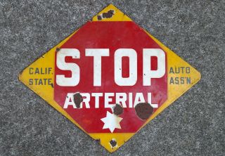 Rare Vintage Porcelain Arterial Stop Sign By Csa Aaa