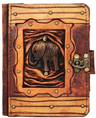 A Little Present Indian Elephant Pendant Vintage Leather Hardcover Wallet Pouch