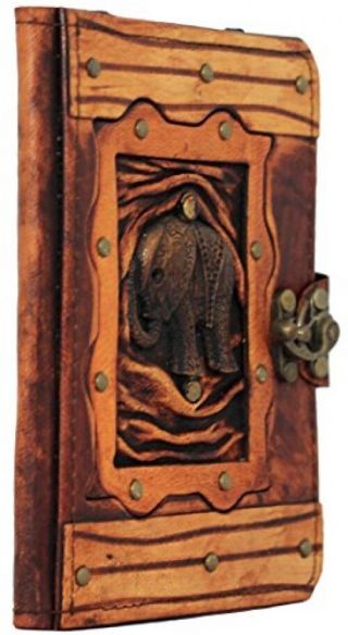 A Little Present Indian Elephant Pendant Vintage Leather Hardcover Wallet Pouch 4